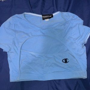 Two remade branded crop tops